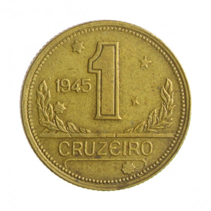 Moeda V-227c 1 Cruzeiro 1945 MBC+ S/Sigla Bronze Alumínio Ø23mm 7gr.