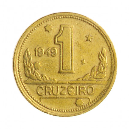Moeda V-230 1 Cruzeiro 1949 MBC C/Sinais de Limpeza Bronze Alumínio Ø23mm 7gr.