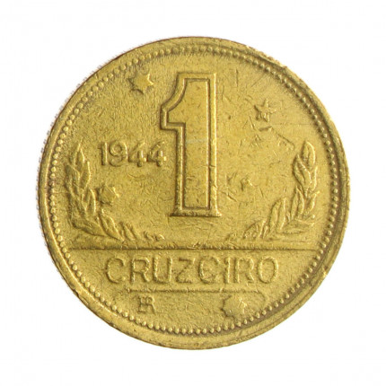 Moeda V-226a 1 Cruzeiro 1944 MBC S/Sigla C/Sinais de Limpeza Bronze Alumínio Ø23mm 7gr.