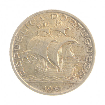 Moeda KM#586 10 Escudos 1954 MBC+ Portugal Europa Prata 0.680 Ø30mm 12,5gr.