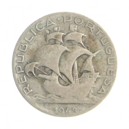 Moeda KM#580 2,5 Escudos 1943 MBC Portugal Europa Prata 0.650 Ø20,5mm 3,5gr.
