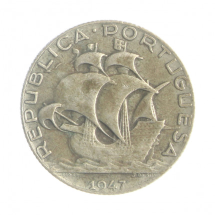 Moeda KM#580 2,5 Escudos 1947 MBC+ Portugal Europa Prata 0.650 Ø20,5mm 3,5gr.
