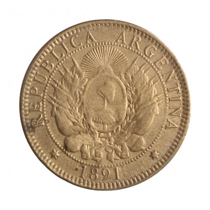 Moeda KM#33 2 Centavos 189 MBC Argentina América Bronze Ø30mm 10gr.