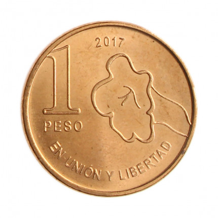 Moeda KM#186 1 Peso 2017 SOB Argentina América Aço R Cobre Ø20mm 4,3gr.