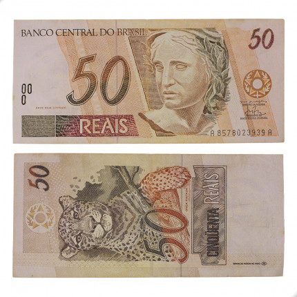 Cédula C-314 50 Reais 1998 Escassa C/ Sinais de Limpeza MBC+ - Pedro S. Malan / Gustavo H. B. Franco