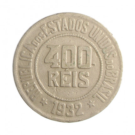 Moeda V-120 400 Réis 1932 MBC C/Sinais de Verniz Cupro Níquel Ø30mm 12gr.