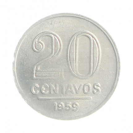 Moeda V-266 20 Centavos 1959 SOB/FC Alumínio Ø19mm 1,4gr.