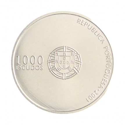 Moeda Km#734 1000 Escudos 2001 FC Portugal Europa Eurocopa da UEFA de 2004, Portugal Prata 0.500 Ø40mm 28,2gr.