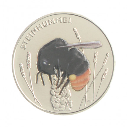 Moeda Km#444 5 Euros 2024 FC Alemanha Europa Reino dos Insetos Abelha Cauda Vermelha Cupro Níquel Ø27,25mm 9,68gr.