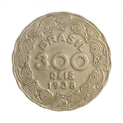 Moeda V-169 300 Réis 1938  MBC+  C/Sinais de Verniz Cupro Níquel  Ø21mm 4,5gr.