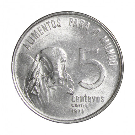 Moeda V-333 5 Centavos 1975 FC FAO Aço Inoxidável Ø21mm 2,7gr.