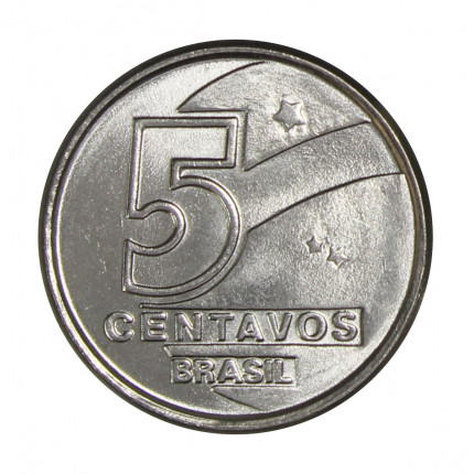 Moeda V-406 5 Centavos 1989 FC Pescador Aço Inoxidável Ø17,5mm 2,2gr.