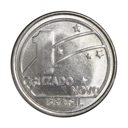 Moeda V-412 1 Cruzado Novo 1989 FC Centenário da República 1889 - 1989 Aço Inoxidável Ø31mm 10gr.*
