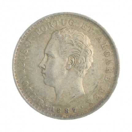 Moeda KM#509 500 Réis 1887  MBC+ Portugal Europa   Prata 0.917 Ø30mm 12,5gr.