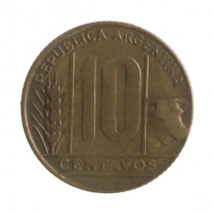 Moeda KM#41 10 Centavos 1950 MBC Argentina América Bronze Alumínio Ø19,5mm 3gr.
