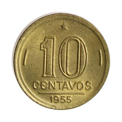 Moeda V-205 10 Centavos 1955 SOB Bronze Alumínio Ø17mm 3gr.