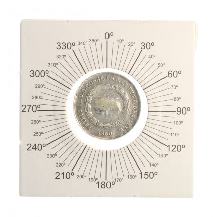 Moeda P-578a 200 Réis 1860 BC/MBC C/ Marca de Solda na Borda Reverso Horizontal Rara Prata 0.917 Ø20mm 2,55gr.