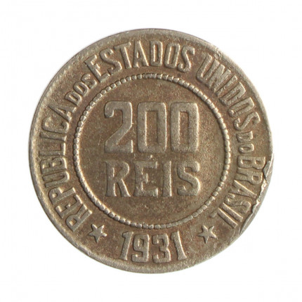 Moeda V-103 200 Réis 1931 BC/MBC Cupro Níquel Ø25mm 8gr.