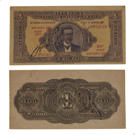 Cédula R-080 1 Mil Réis 1923 Autografada SOB/FE