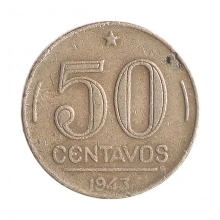 Moeda V-192a 50 Centavos 1943 BC/MBC Níquel Rosa Ø21mm 5gr.