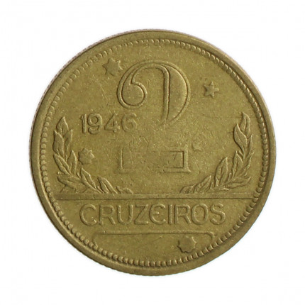Moeda V-242 2 Cruzeiros 1946 BC/MBC Bronze Alumínio Ø25mm 8gr.