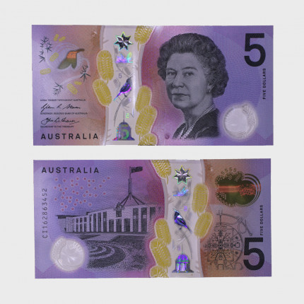 Cédula P#62 5 Dollars 2016-2021 Austrália Oceania FE