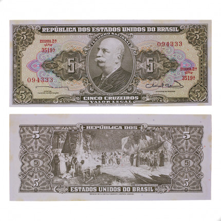 Cédula C-072 5 Cruzeiros 1963 C/ Manchas SOB