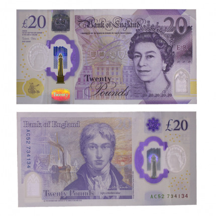Cédula P#396 20 Pounds 2020-2022 Polímero Inglaterra Europa SOB/FE