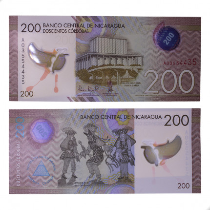 LCédula P#213a 200 Córdobas 2014 Polímero Nicarágua América FE