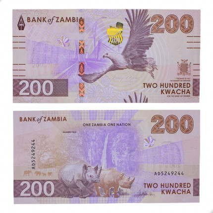 Cédula P#66 200 Kwacha 2024 Zâmbia África FE