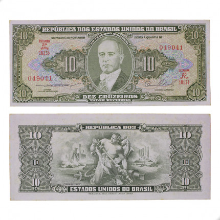Cédula C-077 10 Cruzeiros 1954 C/ Leves Manchas SOB/FE