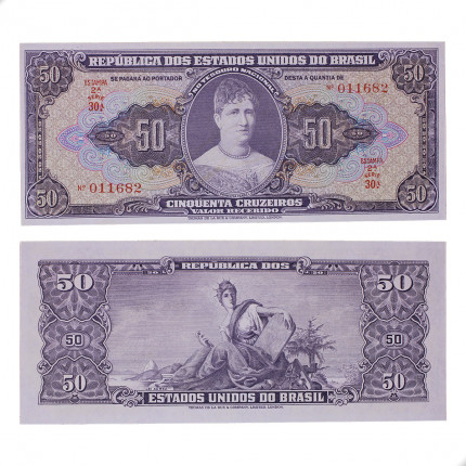Cédula C-089 50 Cruzeiros 1949 Escassa O Autógrafo Apagou SOB/FE