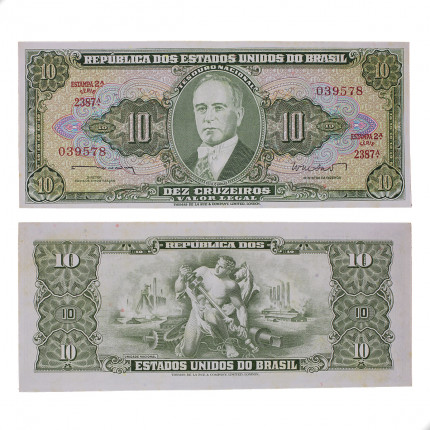 Cédula C-082 10 Cruzeiros 1962 C/ Mancha SOB