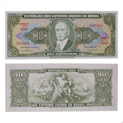 Cédula C-082 10 Cruzeiros 1962 C/ Mancha MBC+