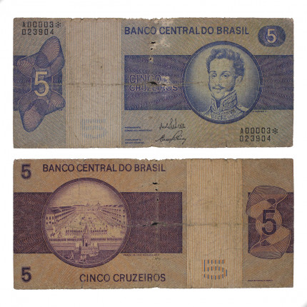Cédula C-133a 5 Cruzeiro 1970 Série 00003 *A UTG
