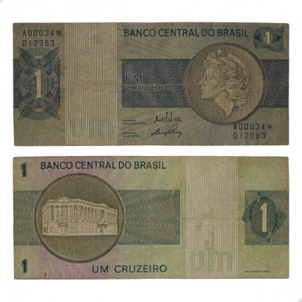 Cédula C-129a 1 Cruzeiro 1970 Série 00034 *A UTG