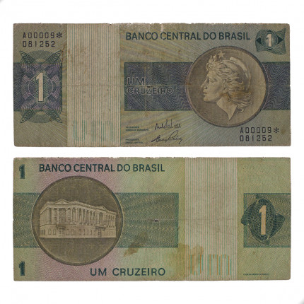 Cédula C-129a 1 Cruzeiro 1970 Série 00009 *A UTG