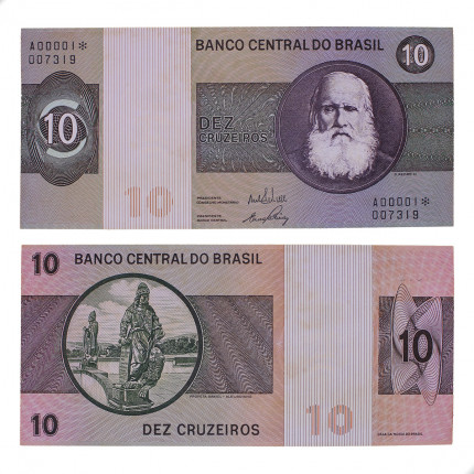 Cédula C-137a 10 Cruzeiro 1970 Série 00001 *A C/ Leves Manchas SOB/FE