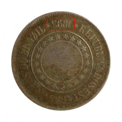 Moeda V-046A 200 Réis 1893 BC/MBC Reverso Invertido Cupro Níquel Ø32mm 15gr.