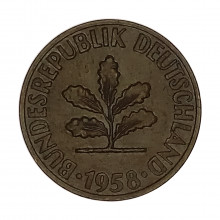 Km#106 2 Pfenning 1958 D - Munique MBC Alemanha República Federativa Europa