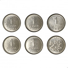 Set 5 Moedas 1 Centavo Série Sojinha 1979 - 1983