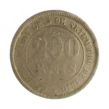 V-024 200 Réis 1884 BC Com Marca de Verniz