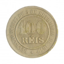 V-030 100 Réis 1888 MBC Com  Marca de Verniz