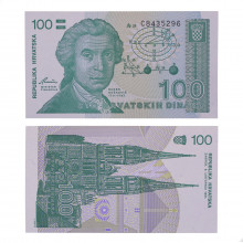P#20a 100 Dinara 1991 FE Croácia Europa