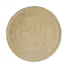 V-020 200 Réis 1877 BC Com Marca de Verniz