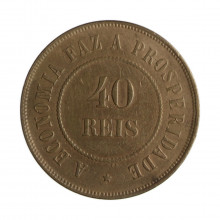 Moeda B-826 40 Réis 1908 MBC Bronze Ø30mm 12gr.