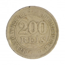 V-022 200 Réis 1880 MBC Com Marca de Verniz