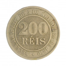V-033 200 Réis 1887 MBC+ C/ Marca de Verniz
