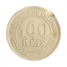 V-010 100 Réis 1880 BC Escassa C/ Marca de Verniz*