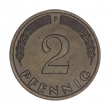 Km#106 2 Pfenning 1959 F - Stuttgart MBC Alemanha República Federativa Europa